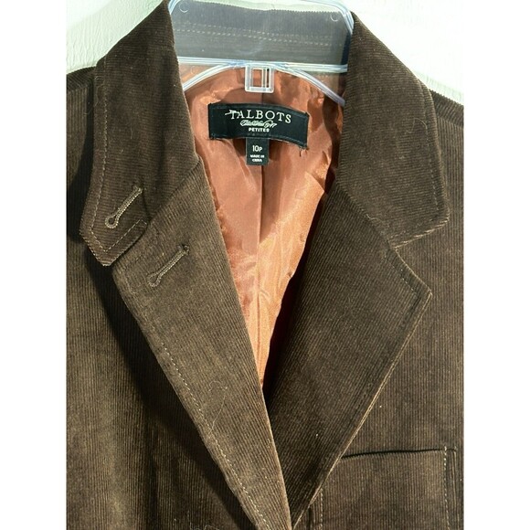 Talbots Woman’s Petite Sz 10P Corduroy Brown Jacket, Lined 3 Buttons, Pockets - Picture 9 of 9